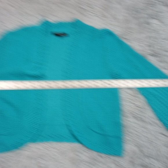 Notations Womens Sweater Cardigan Blue Teal PM Open Front Cropped Crotchet - Picture 5 of 8